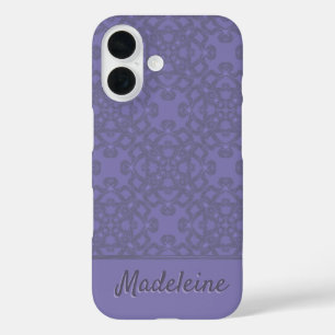 Personalised lavender pattern iPhone 16 case
