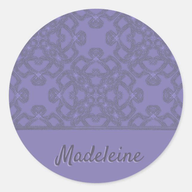 Personalised lavender pattern classic round sticker (Front)