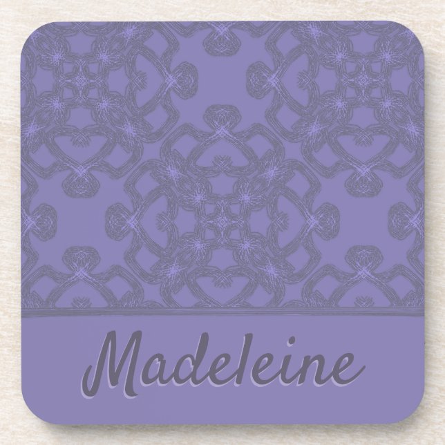 Personalised lavender pattern coaster (Front)