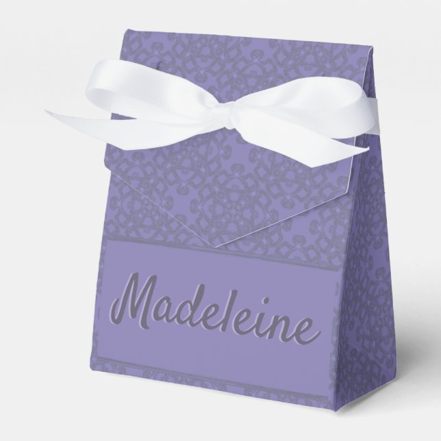 Personalised lavender pattern favour box (Front Side)