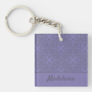 Personalised lavender pattern key ring