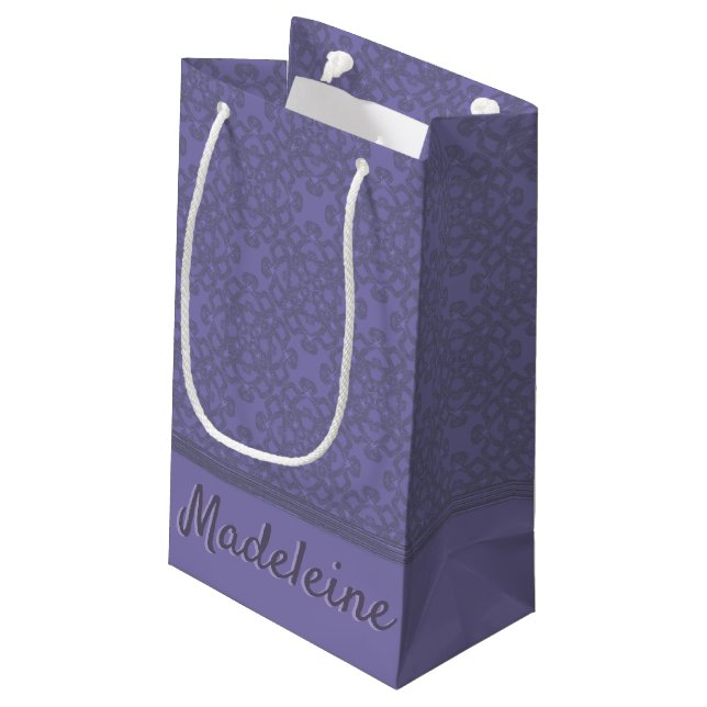 Personalised lavender pattern small gift bag (Back Angled)