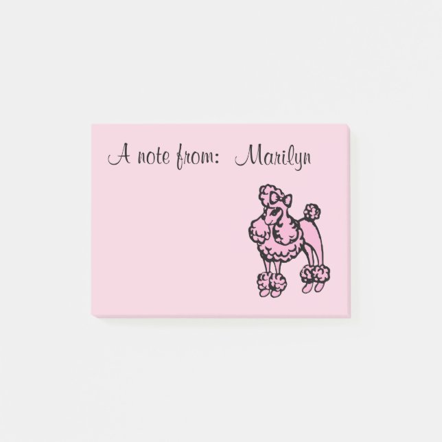 Personalised Lavender Poodle Post It Notes (Front)