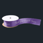 Personalised lavender purple wedding favour ribbon satin ribbon<br><div class="desc">Personalised lavender purple wedding favour ribbon. Elegant script typography for custom name and thank you message. Classy template for chic wedding party or bridal shower. Customisable lilac and white colour with stylish fancy text.</div>