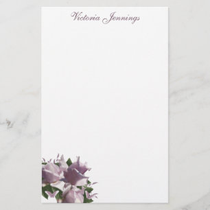 Personalised Lavender Rose Floral Stationery Paper