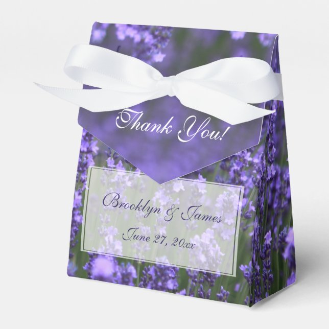 Personalised Lavender Wedding Favour Boxes (Front Side)