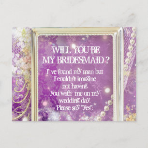 Personalised Lavender Will You Be My Bridesmaid Invitation Postcard