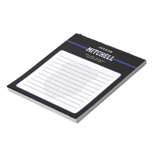 Personalised Law Enforcement Police Officer Lined Notepad (Rotated)