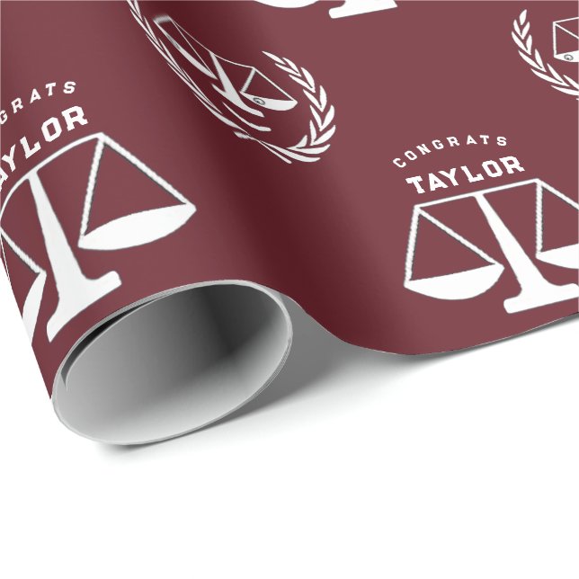 Personalised Law School Graduation Gift Wrapping Paper (Roll Corner)