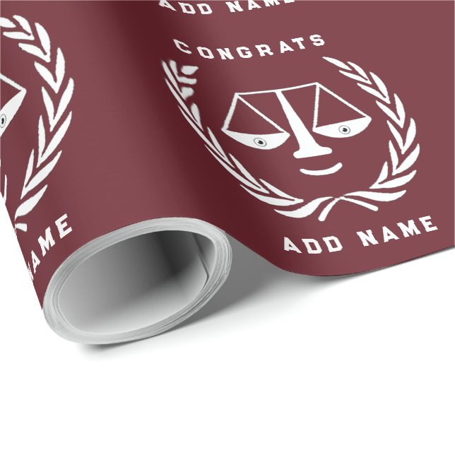 Personalised Law School Graduation Gift Wrapping Paper (Roll Corner)