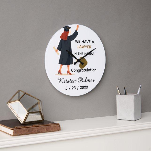 Personalised law school graduation  large clock (Office)