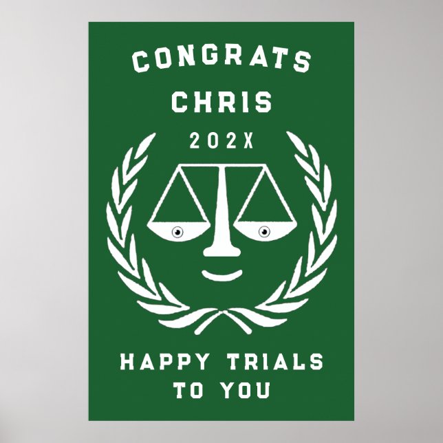 Personalised Law School Graduation Party Poster (Front)