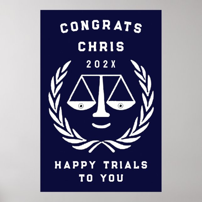 Personalised Law School Graduation Party Poster (Front)