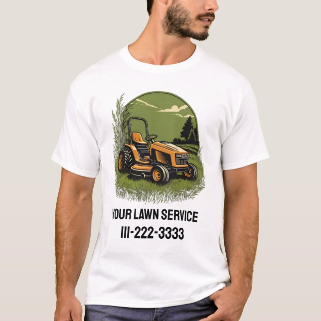 Personalised Lawn Care Landscaping Service Busines T-Shirt (Front)