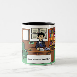 Personalised Lawyer, Attorney - Male Cartoon Two-Tone Coffee Mug