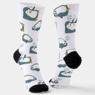 Personalised Lazy Cute Penguin pattern  Socks