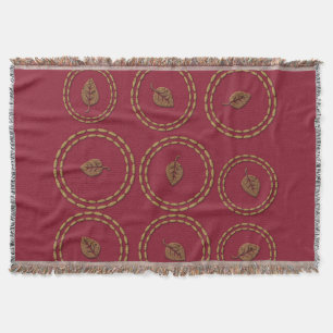 Personalised Leaf Pattern Burgundy Throw Blanket