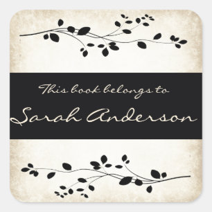 Personalised Leafy Vine Design Bookplate Sticker