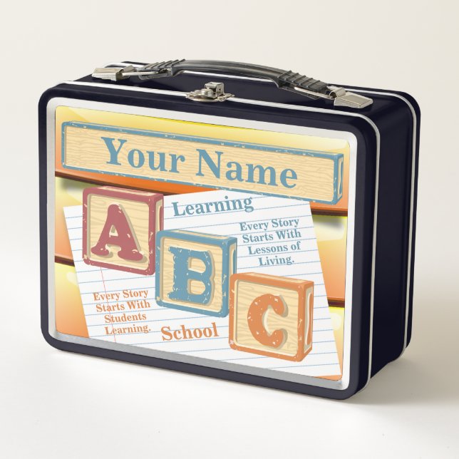 Personalised Learning School ABC Metal Lunchbox (Front)