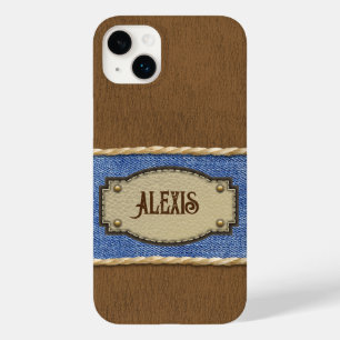 Personalised Leather & Denim-look Case-Mate iPhone 14 Plus Case