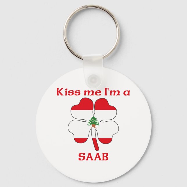 Personalised Lebanese Kiss Me I'm Saab Key Ring (Front)
