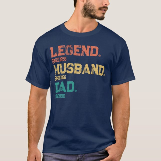 Personalised Legend Husband Dad - Custom Dates T-Shirt (Front)