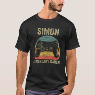 Personalised Legendary Gamer Simon Name Video Game T-Shirt