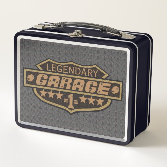 Personalised Legendary Garage Metal Lunch Box (Front)