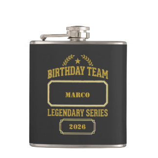 Personalised Legendary Series Gold Birthday Hip Flask