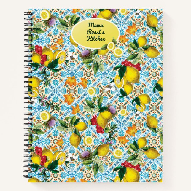 Personalised Lemon Baking Recipes Monogrammed Notebook (Front)