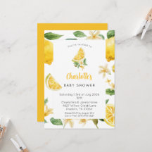 Personalised Lemon Citrus Baby Shower Invitation