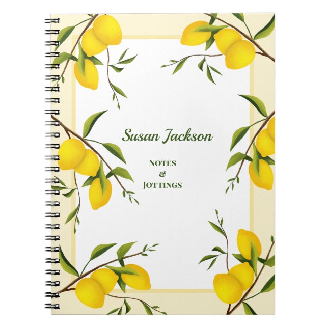 Personalised Lemon Citrus Botanical  Notebook (Front)