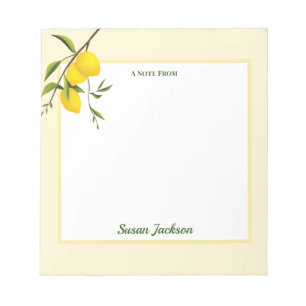 Personalised Lemon Citrus Botanical Notepad