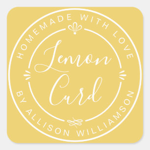 Personalised Lemon Curd Homemade With Love Square Sticker