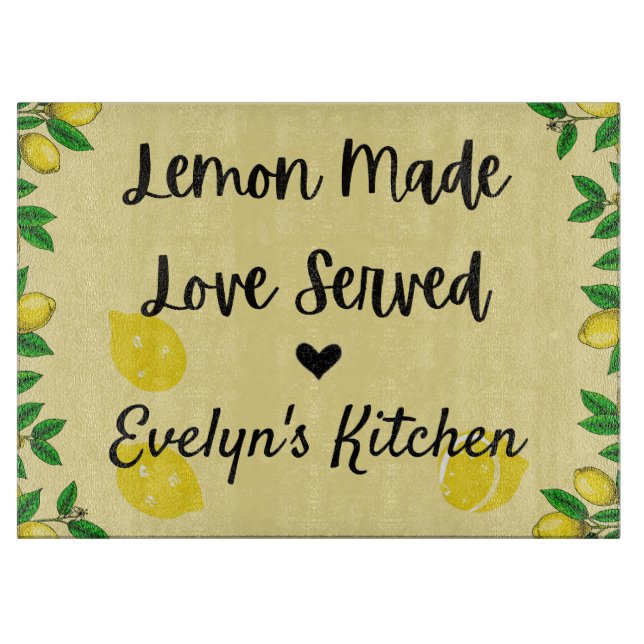 Personalised Lemon Glass Cutting Board (Front)