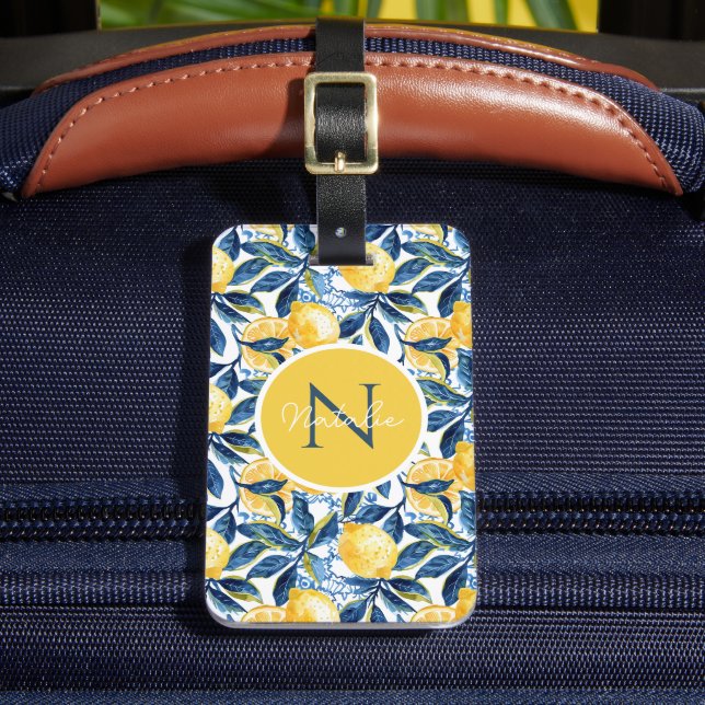 Personalised Lemon Luggage Tag  (Front Insitu 2)