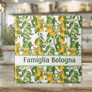 Personalised Lemon Pattern Ceramic Tile