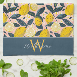 Personalised Lemon Pattern Kitchen Towel