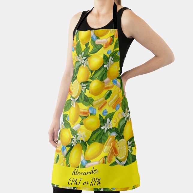 Personalised Lemon & Pills Pharmacy Kitchen  Apron (Insitu)