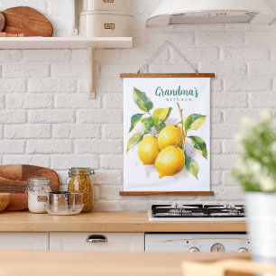 Personalised Lemon Watercolor Kitchen Tapestry