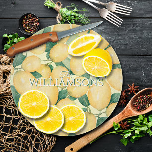 Personalised Lemons Greenery  Cutting Board