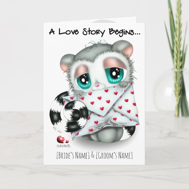 Personalised Lemur Wedding Invitation - Hand-Drawn (Front)