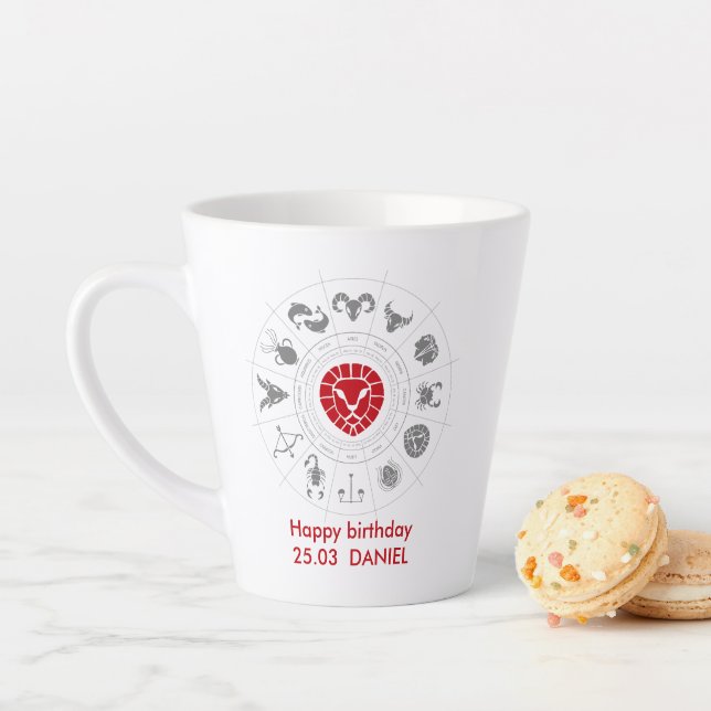 Personalised Leo Zodiac Birthday Gift Latte Mug (In Situ)