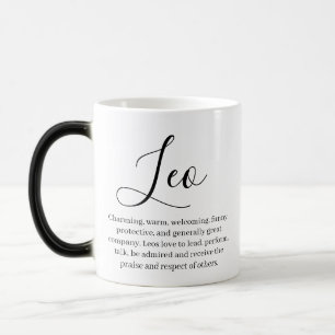 "Personalised Leo Zodiac sign Name and traits Magic Mug