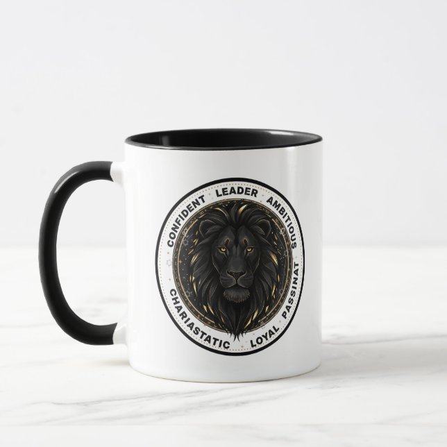 Personalised Leo Zodiac sign Name and traits Mug (Left)