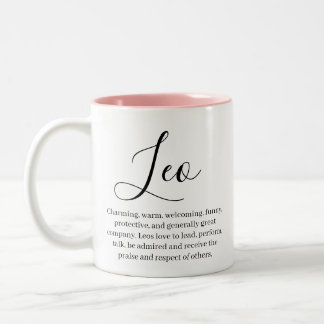 Personalised Leo Zodiac sign Name and traits Two-Tone Coffee Mug
