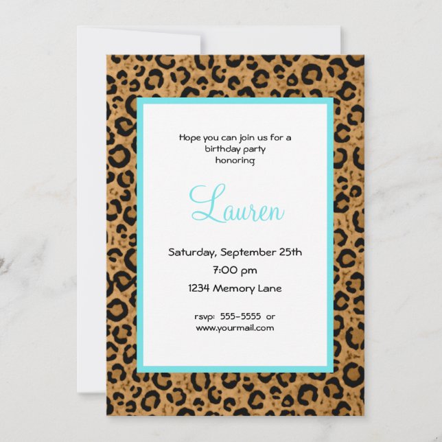 Personalised Leopard 30th Birthday Invitation (Front)