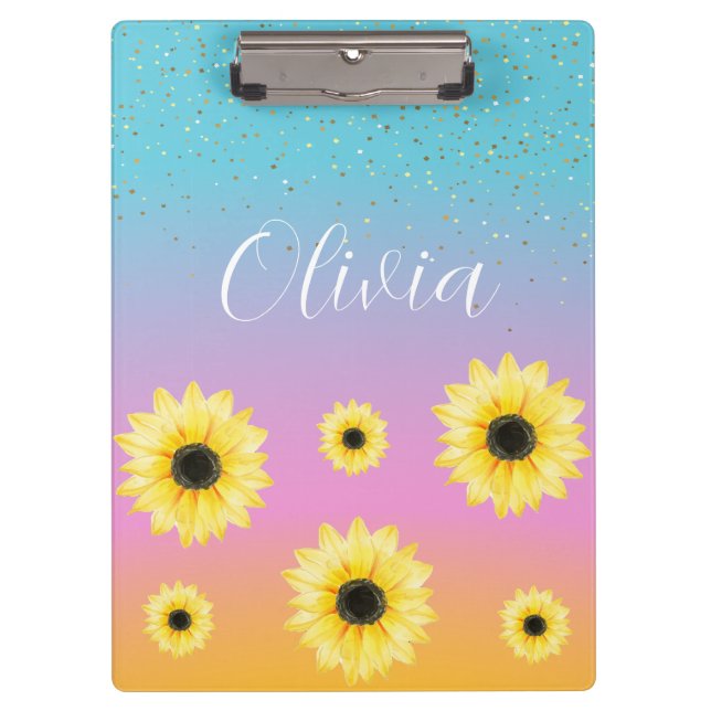 Personalised Leopard and Sunflowers Clipboard (Front)