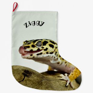 Personalised Leopard Gecko Lizard Large Christmas Stocking
