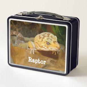 Personalised Leopard Gecko Lizard Metal Lunch Box